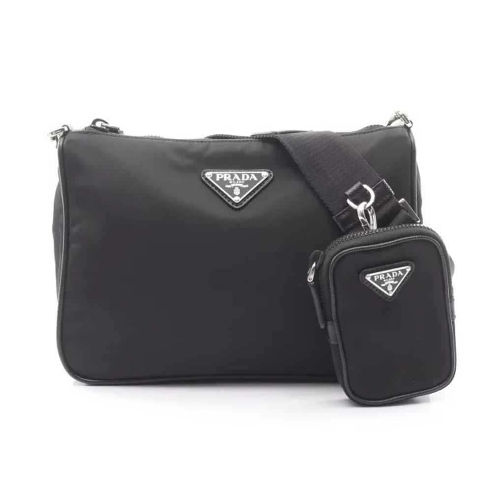 Prada TESSUTO SAFFIANO Re Shoulder Bag Saffiano Leather Black